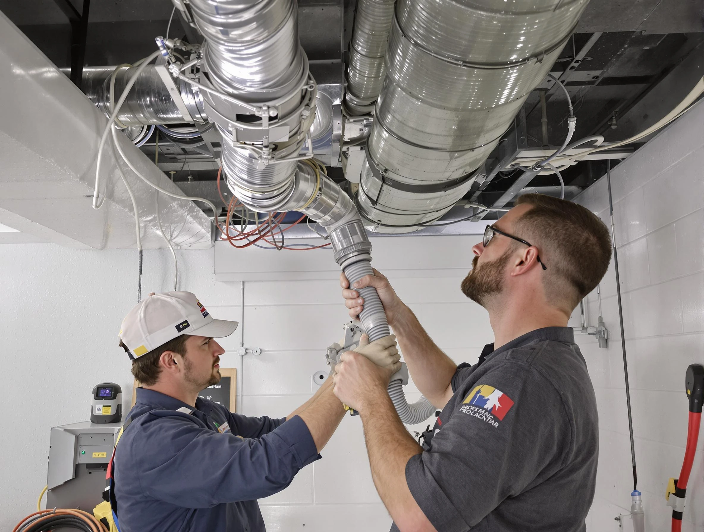 Scott Air Duct Cleaning technician performing thorough AC duct cleaning in Scott