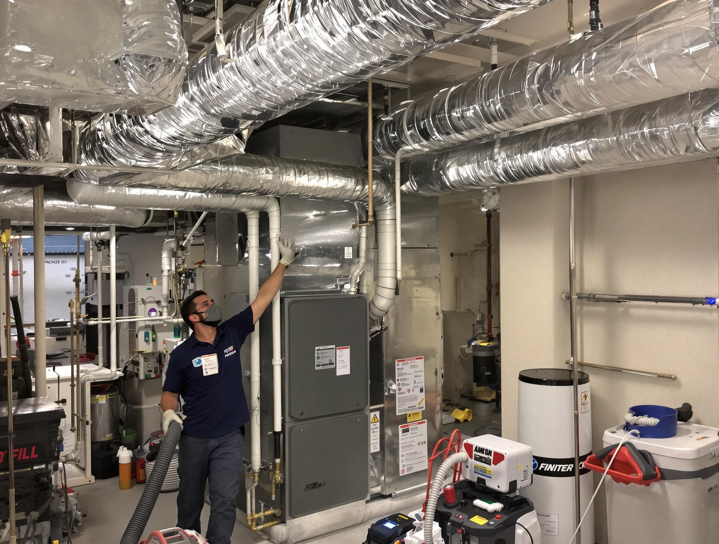 Scott Air Duct Cleaning specialist performing thorough furnace duct cleaning in a Scott residence