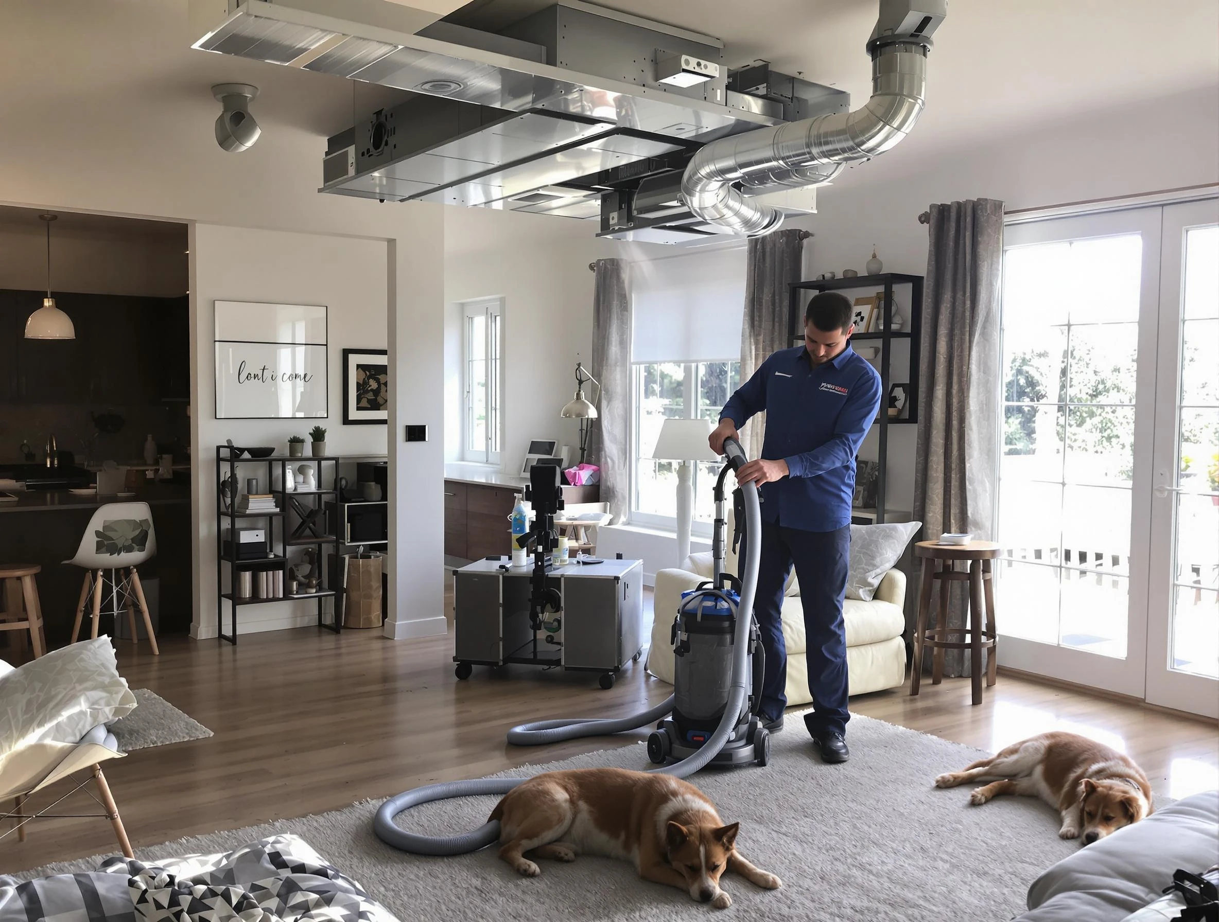 Scott Air Duct Cleaning technician performing detailed indoor duct cleaning for improved air quality in Scott