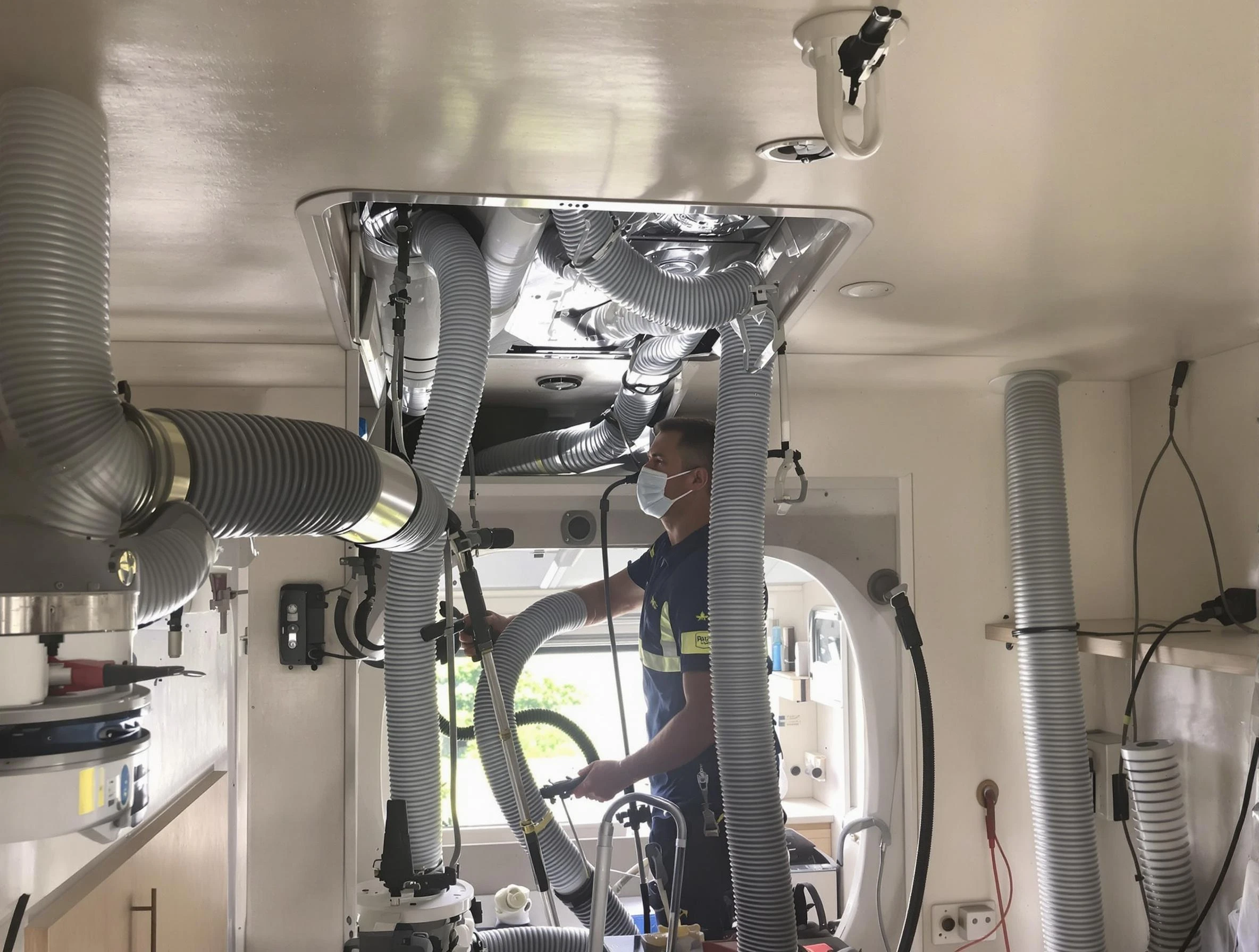 Scott Air Duct Cleaning specialist performing precise mobile home duct cleaning in Scott